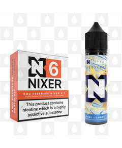 Peanut Cheesecake by Nixer E Liquid | 60ml Long Fill | Mixer Kit, Nicotine Type: Regular Nicotine, Strength & Size: 06mg • 60ml • Inc Shots (70/30)