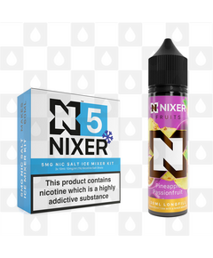 Pineapple Passionfruit by Nixer E Liquid | 60ml Long Fill | Mixer Kit, Nicotine Type: Nicotine Salt, Strength & Size: 5mg Salt Ice • 60ml • Inc. Shots (50/50)
