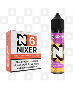 Pineapple Passionfruit by Nixer E Liquid | 60ml Long Fill | Mixer Kit, Nicotine Type: Regular Nicotine, Strength & Size: 06mg • 60ml • Inc Shots (70/30)