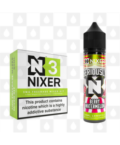 Berry Watermelon by Seriously x Nixer E Liquid | 60ml Long Fill, Nicotine Type: Nicotine Free, Strength & Size: 00mg • 60ml • Inc VG/PG Shots (50/50)