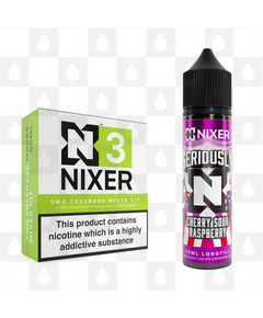 Cherry Sour Raspberry by Seriously x Nixer E Liquid | 60ml Long Fill, Nicotine Type: Nicotine Free, Strength & Size: 00mg • 60ml • Inc VG/PG Shots (50/50)