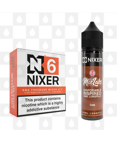 Cola by Mix Labs x Nixer E Liquid | 60ml Long Fill, Nicotine Type: Regular Nicotine, Strength & Size: 06mg • 60ml • Inc Shots (70/30)