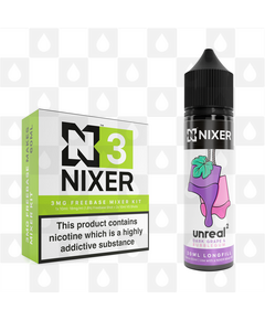 Dark Grape & Bubblegum by Unreal 2 x Nixer E Liquid | 60ml Long Fill, Nicotine Type: Nicotine Free, Strength & Size: 00mg • 60ml • Inc VG/PG Shots (50/50)