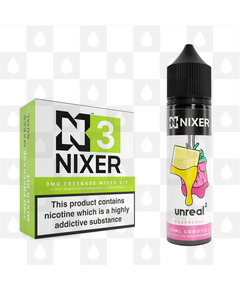 Lemon & Raspberry by Unreal 2 x Nixer E Liquid | 60ml Long Fill, Nicotine Type: Nicotine Free, Strength & Size: 00mg • 60ml • Inc VG/PG Shots (50/50)