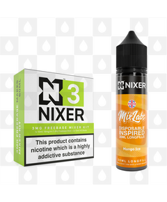 Mango Ice by Mix Labs x Nixer E Liquid | 60ml Long Fill, Nicotine Type: Nicotine Free, Strength & Size: 00mg • 60ml • Inc VG/PG Shots (50/50)