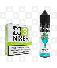 Blue by Unreal x Nixer E Liquid | 60ml Long Fill, Nicotine Type: Regular Nicotine, Strength & Size: 03mg • 60ml • Inc Shots (70/30)