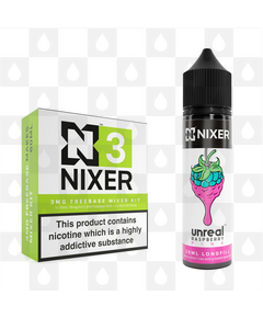 Pink by Unreal x Nixer E Liquid | 60ml Long Fill, Nicotine Type: Regular Nicotine, Strength & Size: 03mg • 60ml • Inc Shots (70/30)