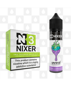 Purple by Unreal x Nixer E Liquid | 60ml Long Fill, Nicotine Type: Regular Nicotine, Strength & Size: 03mg • 60ml • Inc Shots (70/30)