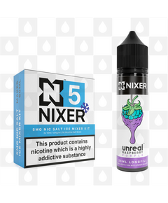 Purple by Unreal x Nixer E Liquid | 60ml Long Fill, Nicotine Type: Nicotine Salt, Strength & Size: 5mg Salt Ice • 60ml • Inc. Shots (50/50)