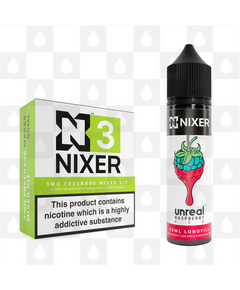 Red by Unreal x Nixer E Liquid | 60ml Long Fill, Nicotine Type: Nicotine Free, Strength & Size: 00mg • 60ml • Inc VG/PG Shots (50/50)