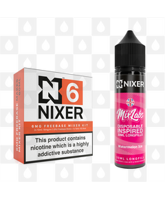Watermelon Ice by Mix Labs x Nixer E Liquid | 60ml Long Fill, Nicotine Type: Regular Nicotine, Strength & Size: 06mg • 60ml • Inc Shots (70/30)