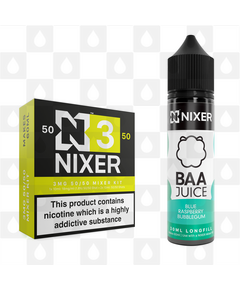 Blue Raspberry Bubblegum by Baa Juice x Nixer E Liquid | 60ml Long Fill, Nicotine Type: Regular Nicotine, Strength & Size: 03mg • 60ml • Inc Shots (50/50)