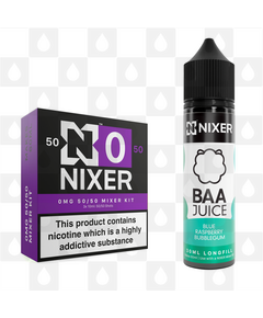 Blue Raspberry Bubblegum by Baa Juice x Nixer E Liquid | 60ml Long Fill, Nicotine Type: Nicotine Free, Strength & Size: 00mg • 60ml • Inc VG/PG Shots (50/50)