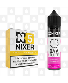 Raspberry Watermelon by Baa Juice x Nixer E Liquid | 60ml Long Fill, Nicotine Type: Nicotine Salt, Strength & Size: 05mg Salt • 60ml • Inc Shots (50/50)