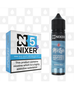 Bubble Blue by Mix Labs x Nixer E Liquid | 60ml Long Fill, Nicotine Type: Nicotine Salt, Strength & Size: 05mg Ice Salt • 60ml • Inc Shots (50/50)