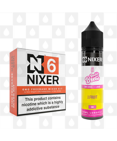 J Fruit by Ohm Brew x Nixer E Liquid | 60ml Long Fill, Nicotine Type: Regular Nicotine, Strength & Size: 06mg • 60ml • Inc Shots (70/30)