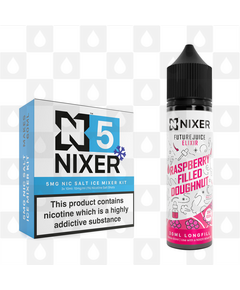 Raspberry Filled Doughnut by Future Juice x Nixer E Liquid | 60ml Long Fill, Nicotine Type: Nicotine Salt, Strength & Size: 05mg Ice Salt • 60ml • Inc Shots (50/50)