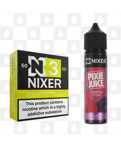 Raspberry & Plum by Pixie Juice x Nixer E Liquid | 60ml Long Fill, Nicotine Type: Regular Nicotine, Strength & Size: 03mg • 60ml • Inc Shots (50/50)