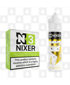 Peaches and Cream by Cream It x Nixer E Liquid | 60ml Long Fill, Nicotine Type: Regular Nicotine, Strength & Size: 03mg • 60ml • Inc Shots (70/30)