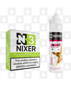 Strawberry and Cream by Cream It x Nixer E Liquid | 60ml Long Fill, Nicotine Type: Regular Nicotine, Strength & Size: 03mg • 60ml • Inc Shots (70/30)