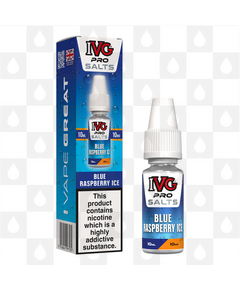 Blue Raspberry Ice by IVG Pro E Liquid | 10ml Nic Salt, Strength & Size: 10mg • 10ml