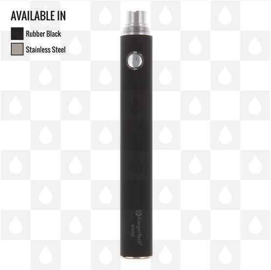 Kanger Evod Electronic Cigarette Fixed Voltage Battery (650mAh or 1000mAh) in Black, SS & Pink, Battery Capacity: 1000mAh, Selected Colour: Rubber Black