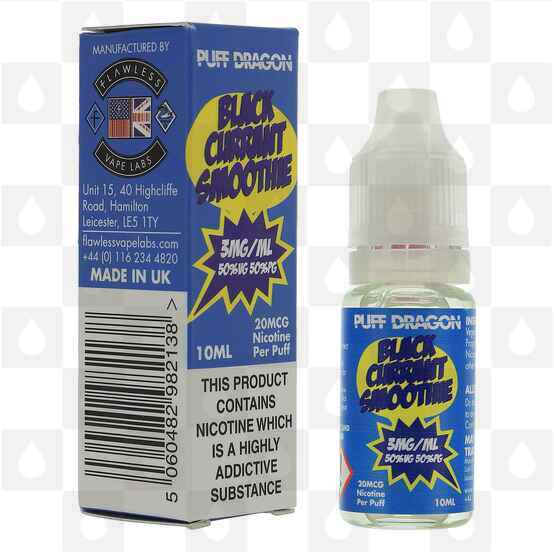 Blackcurrant Smoothie by Puff Dragon | Flawless E Liquid | 10ml Bottles, Strength & Size: 18mg • 10ml