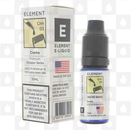 Crema by Element E Liquid | 10ml Bottles, Nicotine Strength: 3mg, Size: 10ml (1x10ml)
