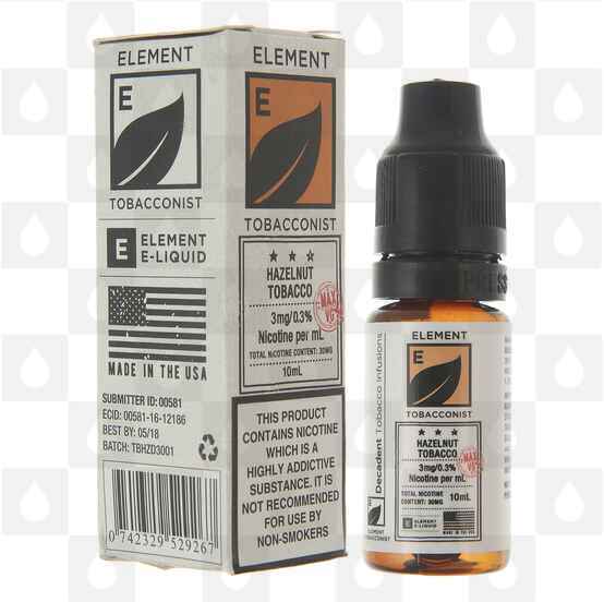 Hazelnut Tobacco by Element E Liquid | Tobacconist Dripper Series | 10ml Bottles, Nicotine Strength: 0mg, Size: 10ml (1x10ml)