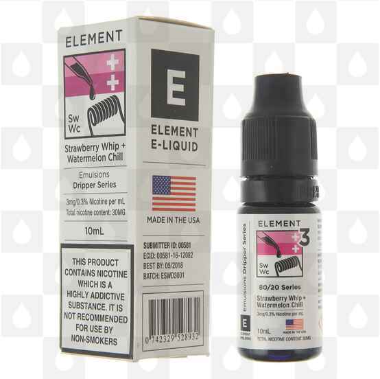 Strawberry Whip / Watermelon Chill by Element E Liquid | 10ml Bottles, Nicotine Strength: 0mg, Size: 10ml (1x10ml)