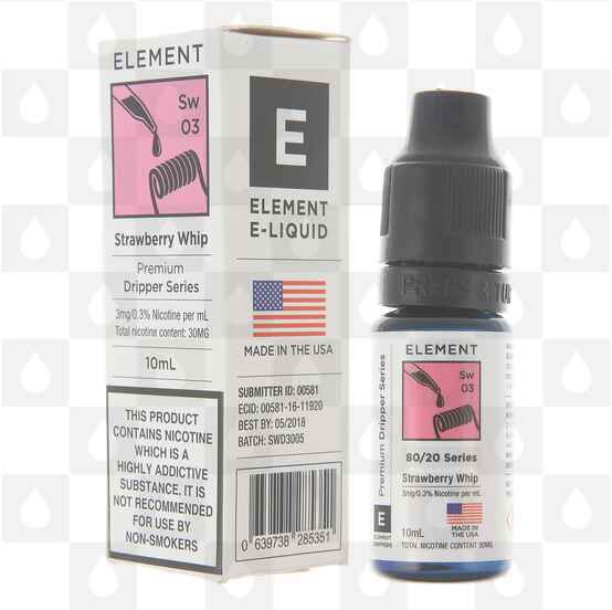 Strawberry Whip by Element E Liquid | 10ml Bottles, Nicotine Strength: 3mg, Size: 10ml (1x10ml)