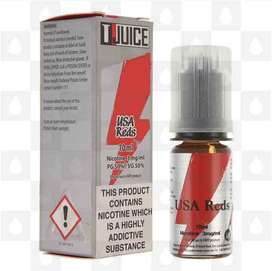 USA Reds by T-Juice E Liquid | 10ml Bottles, Nicotine Strength: 0mg, Size: 10ml (1x10ml)