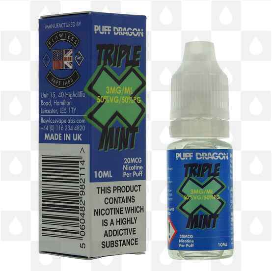 Triple X Mint by Puff Dragon | Flawless E Liquid | 10ml Bottles, Nicotine Strength: 12mg, Size: 10ml (1x10ml)