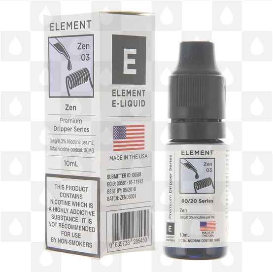 Zen by Element E Liquid | 10ml Bottles, Nicotine Strength: 0mg, Size: 10ml (1x10ml)