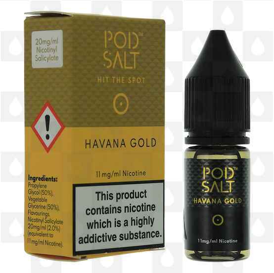 Havana Gold Nicotine Salt by Pod Salt E Liquid | 10ml Bottles, Nicotine Strength: 20mg (36mg) Nic Salt, Size: 10ml