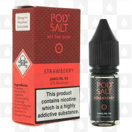 Strawberry Nicotine Salt by Pod Salt E Liquid | 10ml Bottles, Nicotine Strength: 20mg (36mg) Nic Salt, Size: 10ml