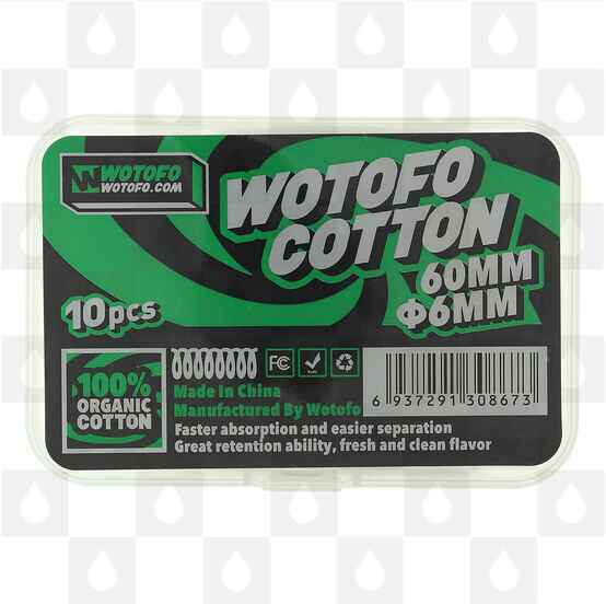 Wotofo Agleted Cotton, Size: 6mm Diameter 10 Pack