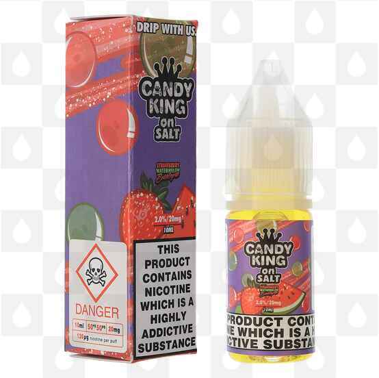 Strawberry Watermelon Bubblegum | On Salt by Candy King E Liquid | 10ml Bottles, Nicotine Strength: NS 20mg, Size: 10ml (1x10ml)