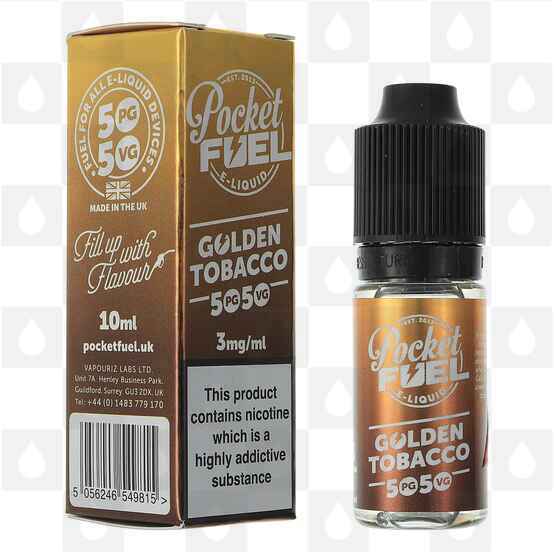 Golden Tobacco 50/50 by Pocket Fuel E Liquid | 10ml Bottles, Nicotine Strength: 12mg, Size: 10ml (1x10ml)