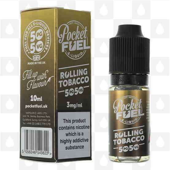Rolling Tobacco 50/50 by Pocket Fuel E Liquid | 10ml Bottles, Nicotine Strength: 6mg, Size: 10ml (1x10ml)