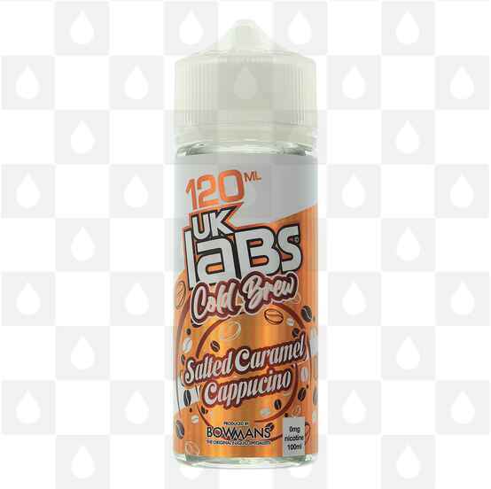 Salted Caramel Cappuccino | Cold Brew by UK Labs E Liquid | 100ml Short Fill, Strength & Size: 0mg • 100ml (120ml Bottle)