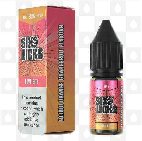 Love Bite 50/50 by Six Licks E Liquid | 10ml Bottles, Strength & Size: 18mg • 10ml • Out Of Date