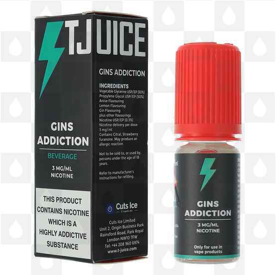 Gins Addiction by Halcyon Haze | T-Juice E Liquid | 10ml Bottles, Nicotine Strength: 0mg, Size: 10ml (1x10ml)