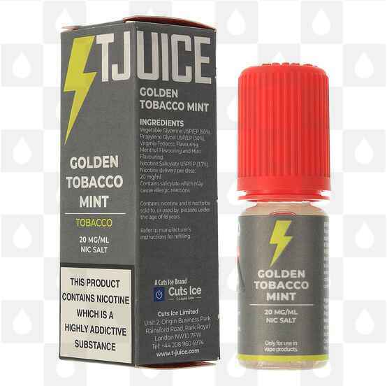 Golden Tobacco Mint Nic Salt by T-Juice E Liquid | 10ml Bottles, Strength & Size: 10mg • 10ml