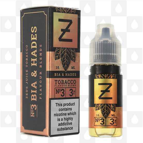 No3 | Bia & Hades Tobacco by Zeus Juice E Liquid | 10ml Bottles, Strength & Size: 03mg • 10ml