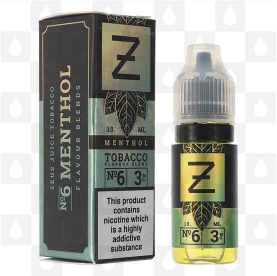 No6 | Menthol Tobacco by Zeus Juice E Liquid | 10ml Bottles, Strength & Size: 12mg • 10ml • Out Of Date