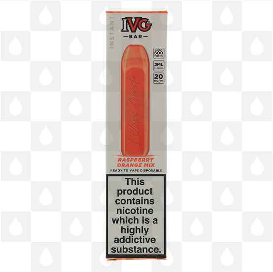 Raspberry Orange Mix IVG Bar 20mg | Disposable Vapes, Strength & Puff Count: 20mg • 600 Puffs