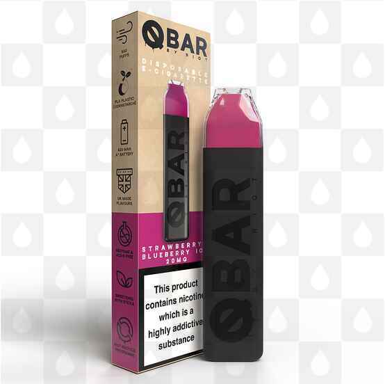 Strawberry & Blueberry Ice Riot Squad Q Bar | Disposable Vapes, Strength & Puff Count: 00mg • 550 Puffs