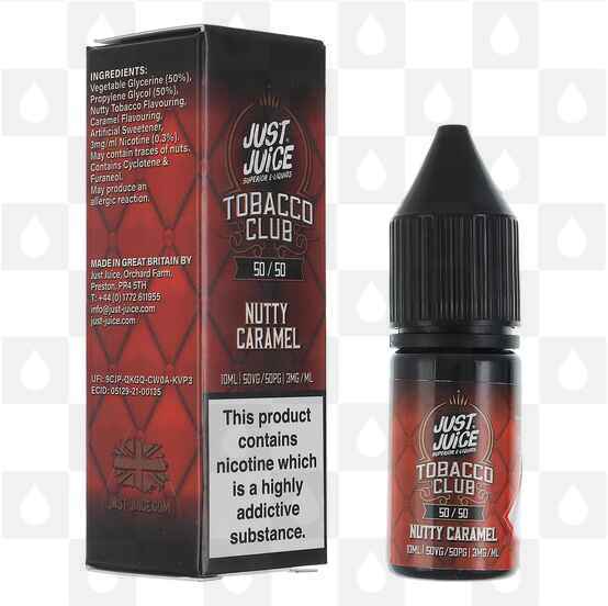 Nutty Caramel Tobacco | 50/50 by Just Juice E Liquid | 10ml Bottles, Strength & Size: 03mg • 10ml