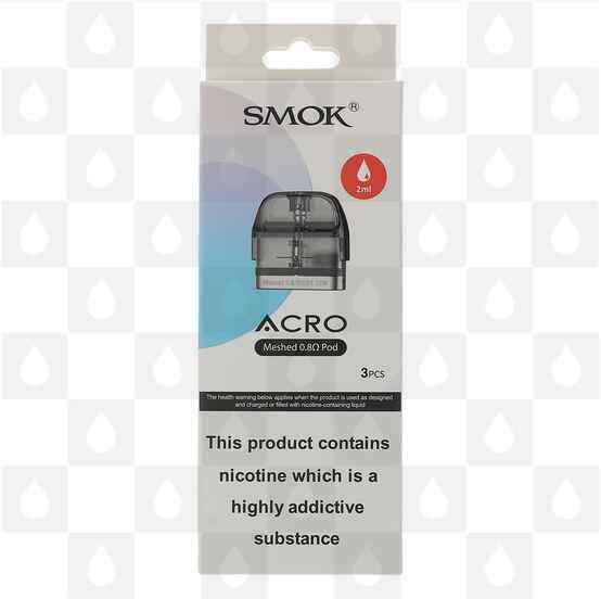 Smok Acro Replacement Pods, Pod Type: 3 X Smok Acro Pods Mesh 0.8 Ohm (12W)